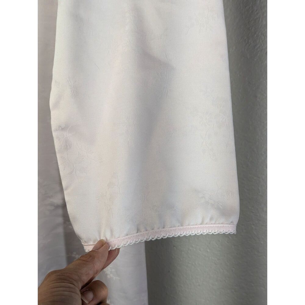 Vtg Miss Elaine Long Sleeve Nightgown Sz M Pastel Pink Lace Embroidery Granny - Picture 6 of 7